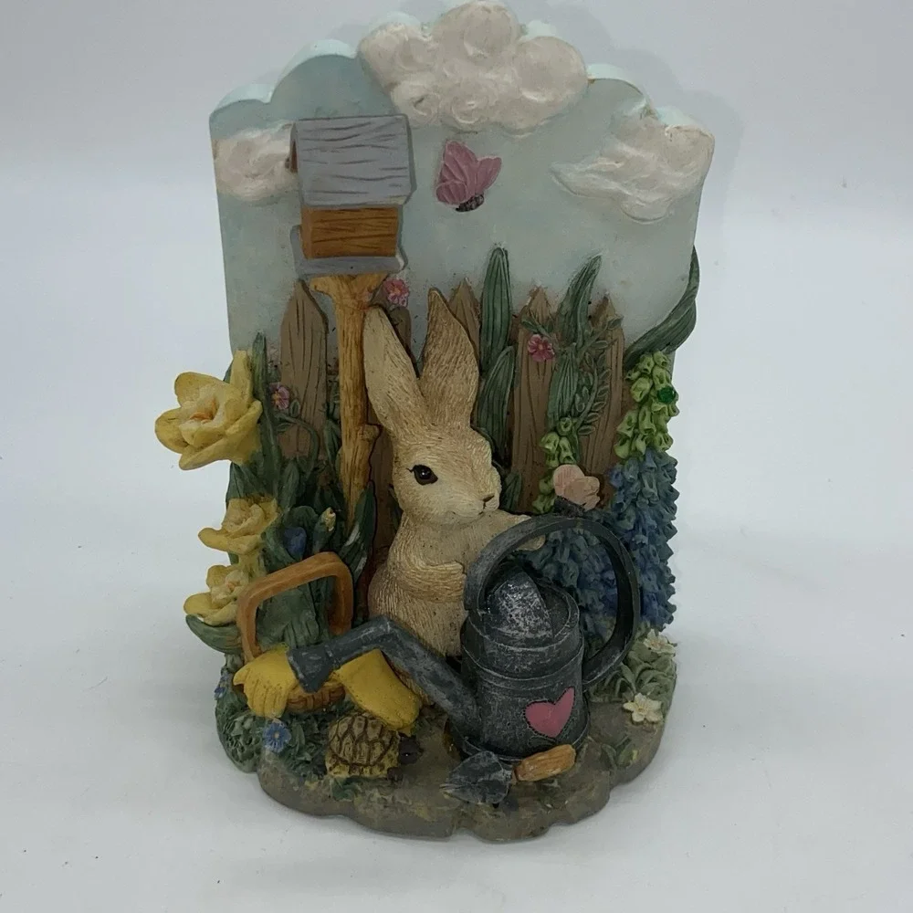Bunny Hare Resin Spring Garden‎ Watering Can Ceramic Bookends 5 5/8" Tall - Picture 11 of 16
